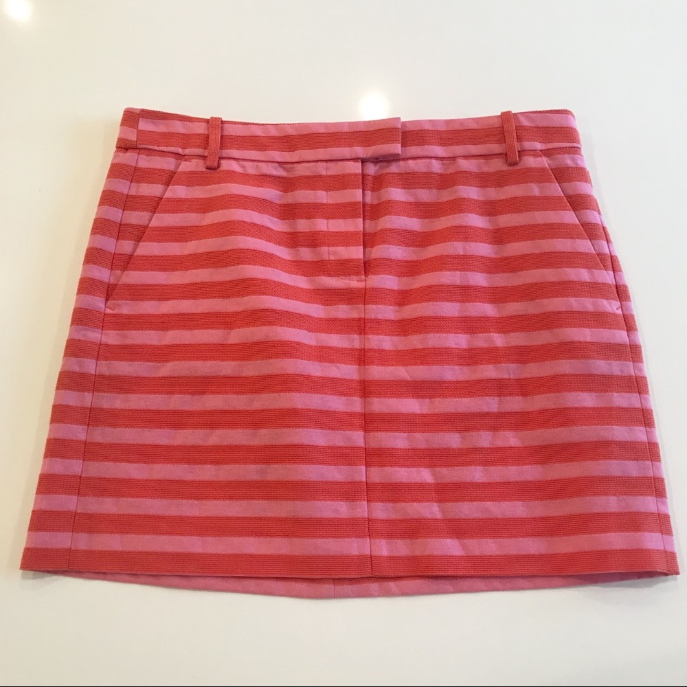 J.Crew orange and pink striped skirt